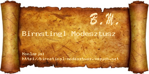 Birnstingl Modesztusz névjegykártya